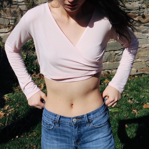 Forever 21 // Light Pink Long Sleeve Wrap Top - Picture 2 of 5